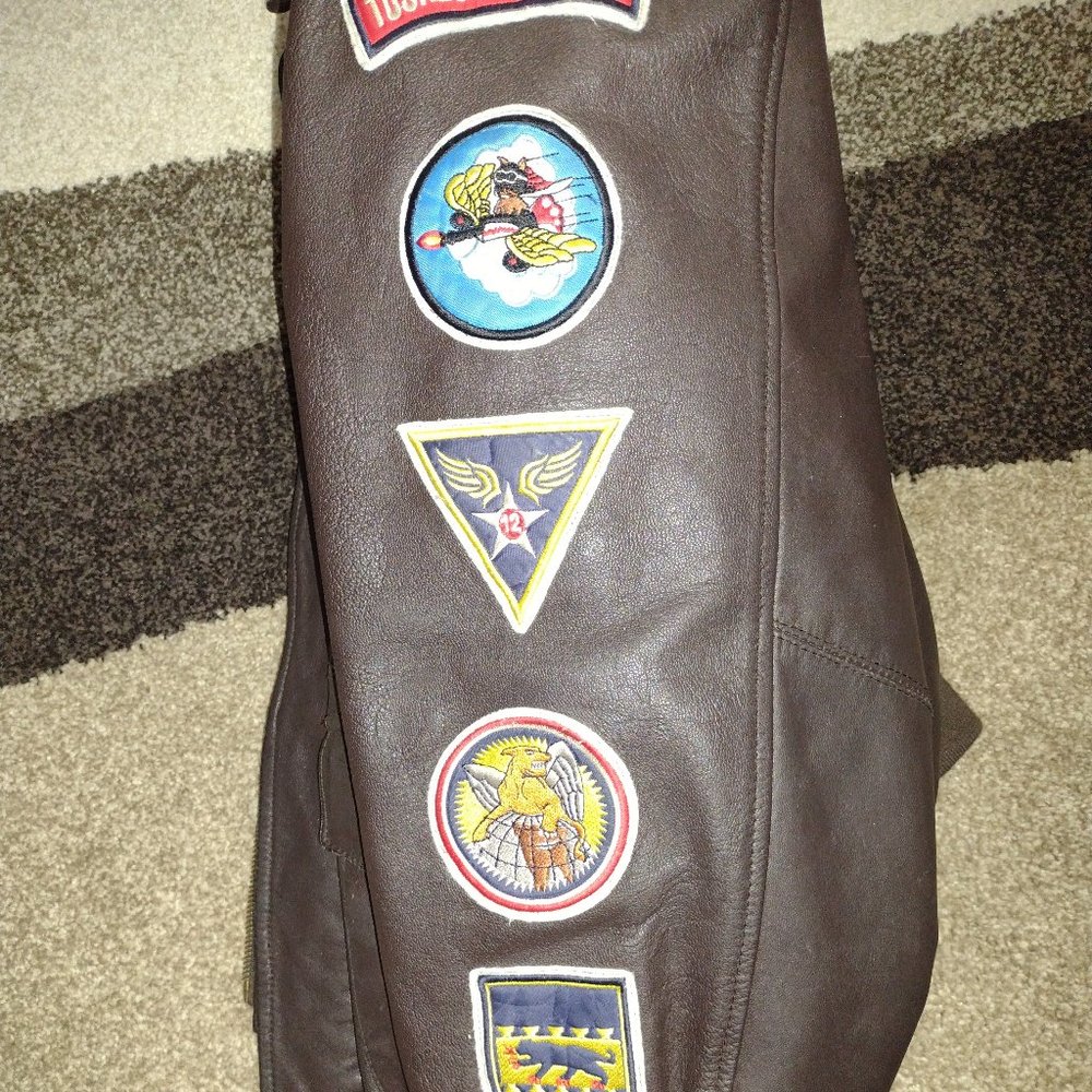 LEATHER TUSKEGEE AIRMAN BOMBER JACKET - Picture 6 of 7